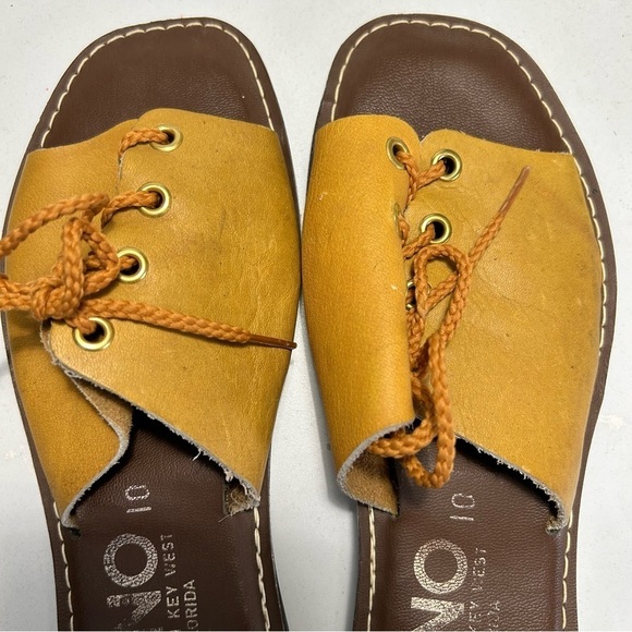 Kino Leather Lace Up Slip Ons Made In Key West Florida Sz 10 - Picture 8 of 12